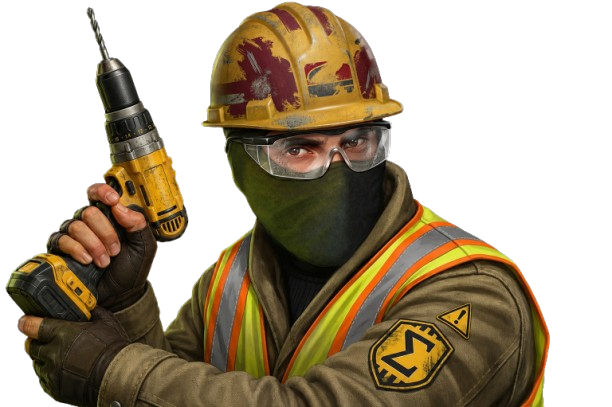 Construction guard standing in the center of the page